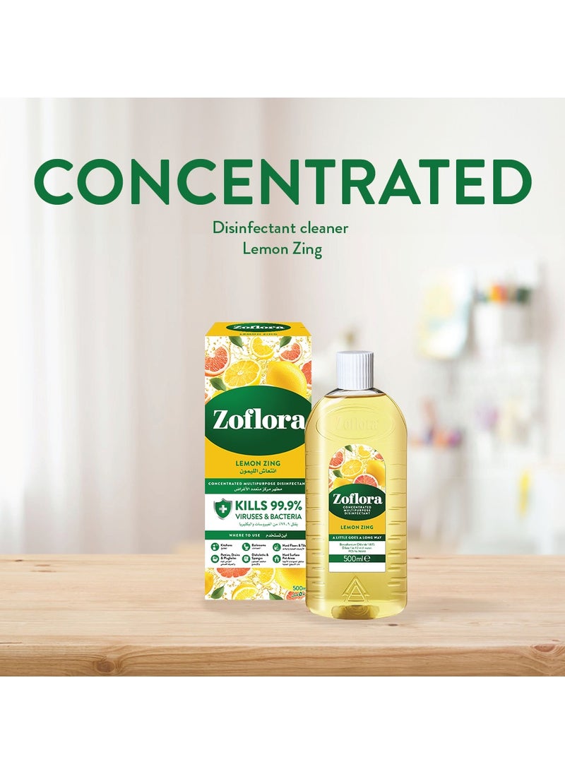 Zoflora Multi-Purpose Concentrated Disinfectant Lemon Zing 500ml  - Image 3