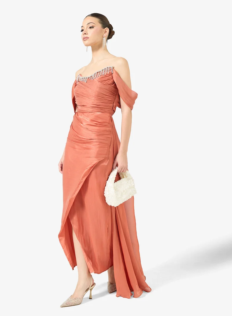 Namshi x  off-shoulder drape dress for Women | Best Price UAE