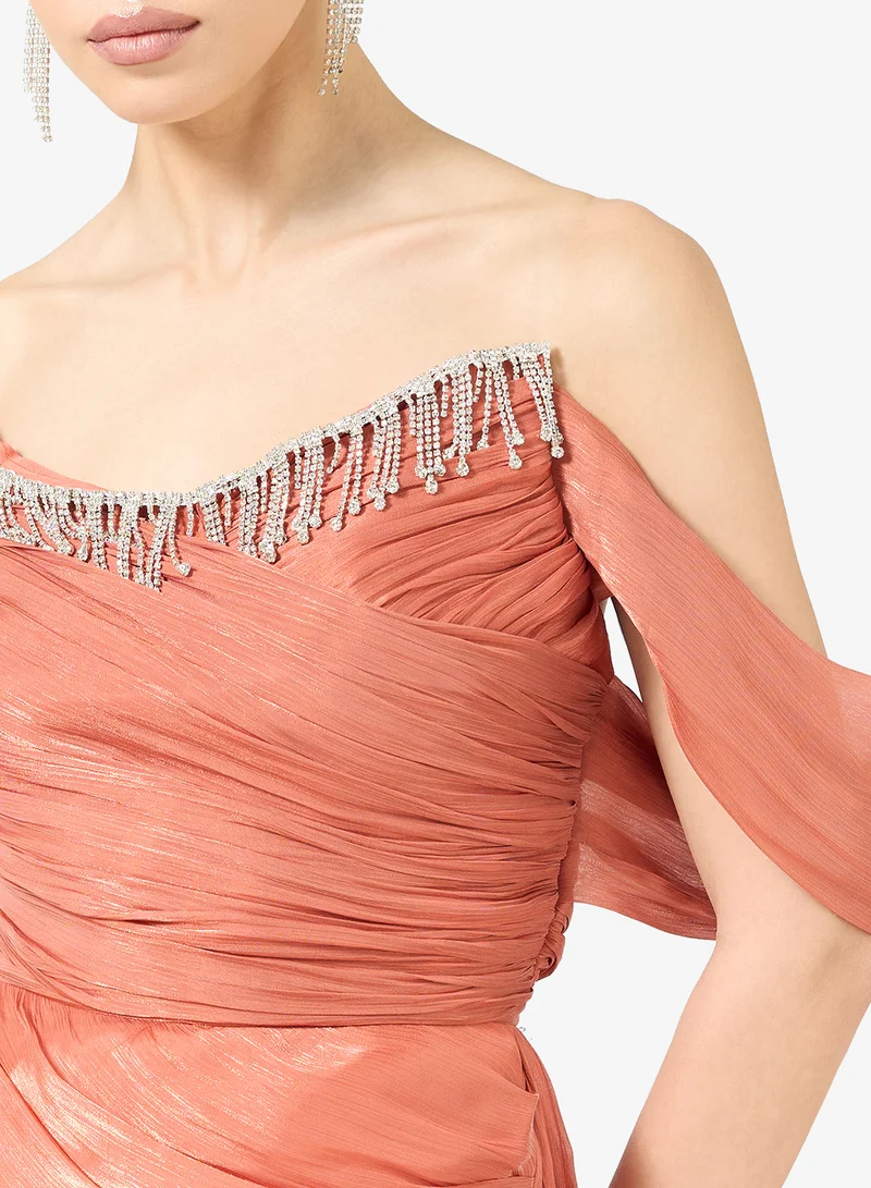 Namshi x  off-shoulder drape dress for Women | Best Price UAE