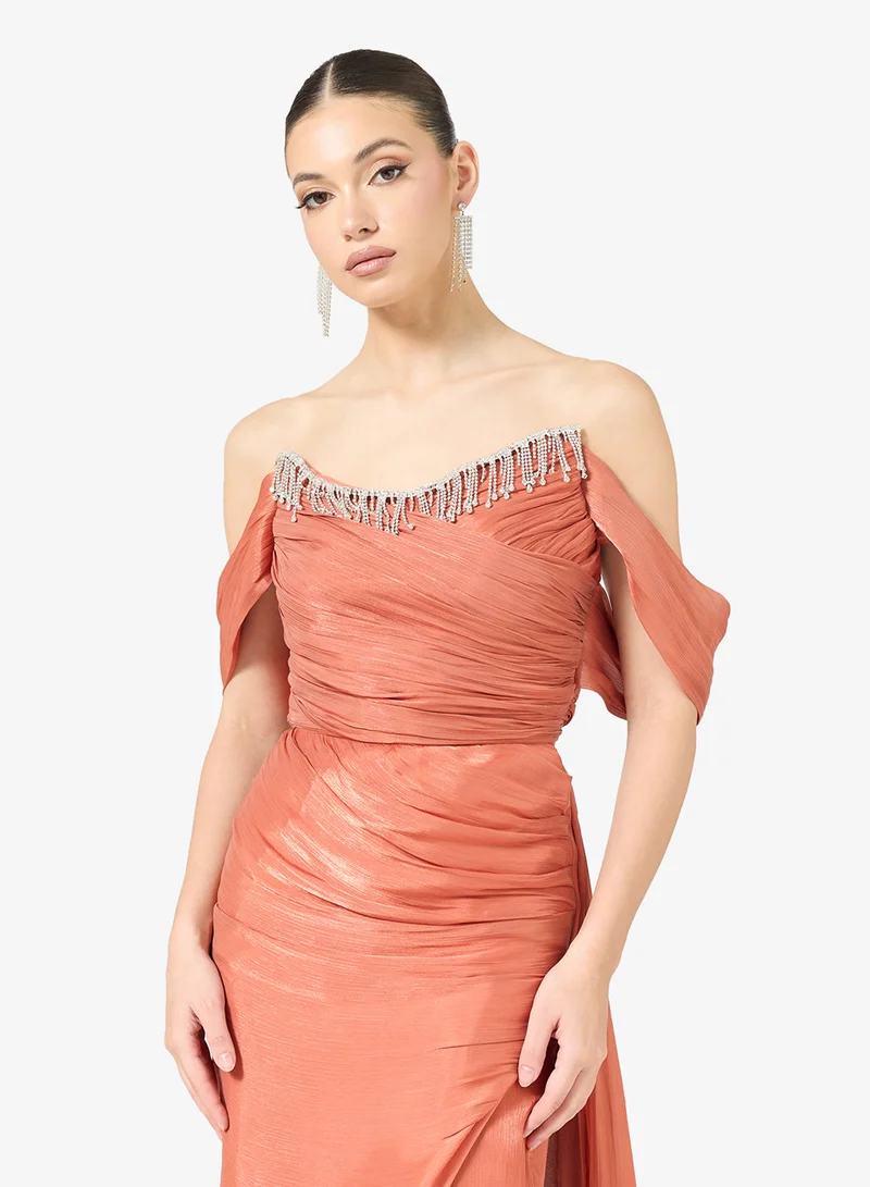 Namshi x  off-shoulder drape dress for Women | Best Price UAE