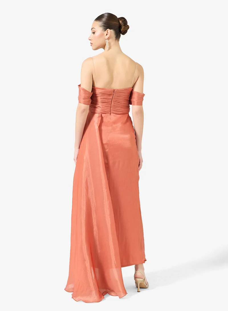 Namshi x off-shoulder drape dress