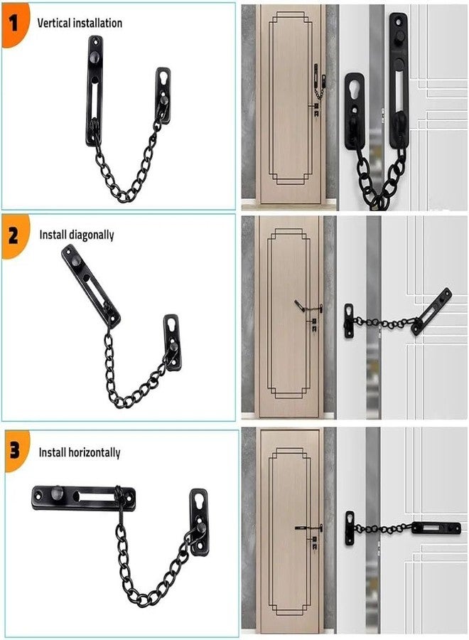 Megika 1Pack, Heavy Duty Door Chains Locks with Safety Spring, Stainless Steel Chain Lock for Inside Door with Mounting Screws, Suitable for Home, Apartment, Hotel. - Image 4