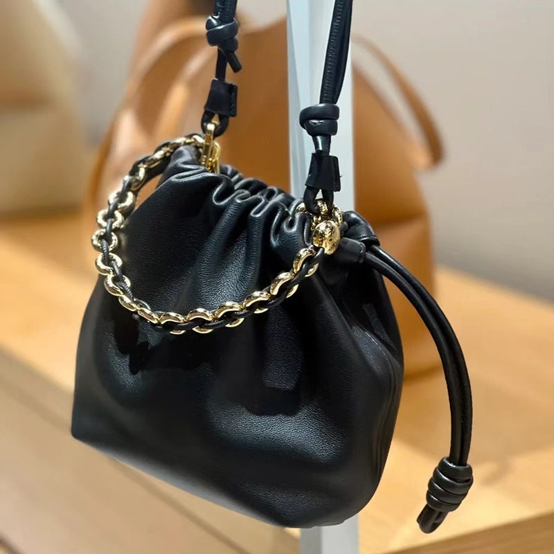 Popular Flamenco Purse Chain Lucky Bag Drawstring Bucket Cloud Bag Fashionable Single Shoulder Crossbody Bag For Women - Image 5