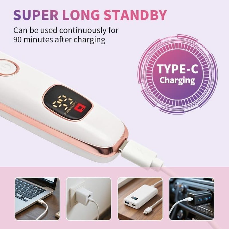 Bikini Trimmer for Women, 5 in 1 Electric Razors for Shaving, Waterproof Rechargeable Pubic Hair Trimmer with LED Display, White - Image 4