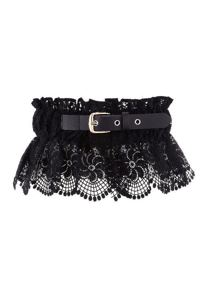Generic Women Elastic Wide Belt Lace Stretchy Wide Waist Dress Belt Fashion Cinch Stretch Waistband Retro Trendy Ladies Belt  - Image 1