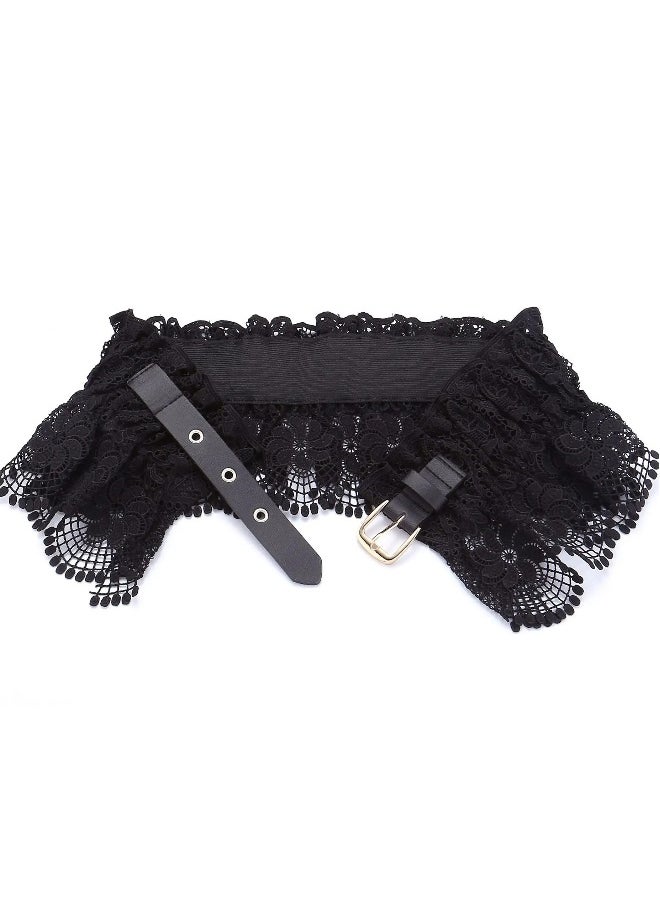 Generic Women Elastic Wide Belt Lace Stretchy Wide Waist Dress Belt Fashion Cinch Stretch Waistband Retro Trendy Ladies Belt  - Image 5