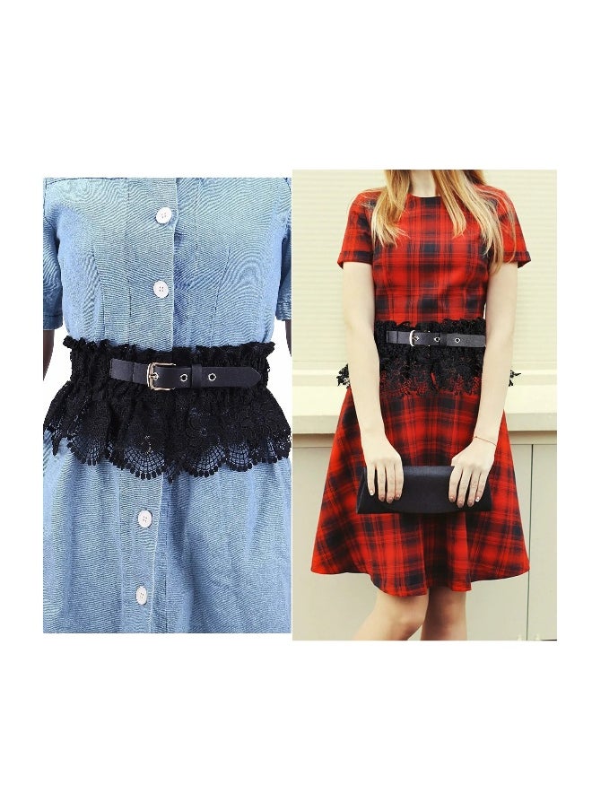 Generic Women Elastic Wide Belt Lace Stretchy Wide Waist Dress Belt Fashion Cinch Stretch Waistband Retro Trendy Ladies Belt  - Image 3