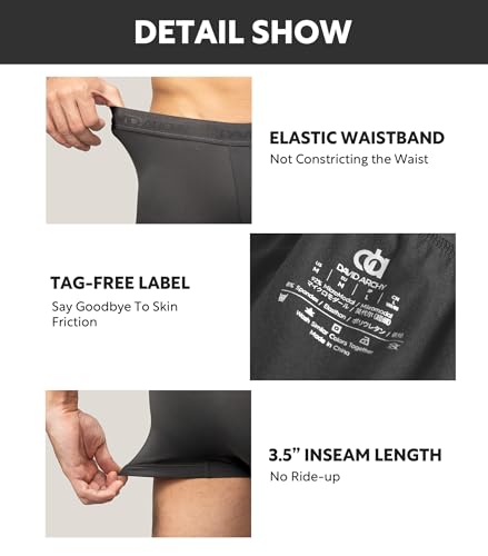 DAVID ARCHY دايفيد آرتشي ملابس داخلية للرجال من مودال فائق النعومة مع دعم الجيب، شورتات مريحة، مقاومة للرطوبة، 4 عبوات (S، أسود) - Image 5