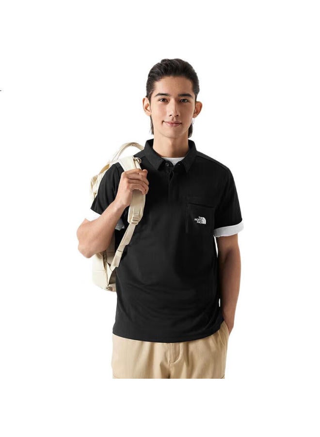 The North Face Men'S Short Sleeve Polo Outdoor Quick-Drying Breathable Short Sleeve 8Av2 Black/Jk3 Xl - Image 1
