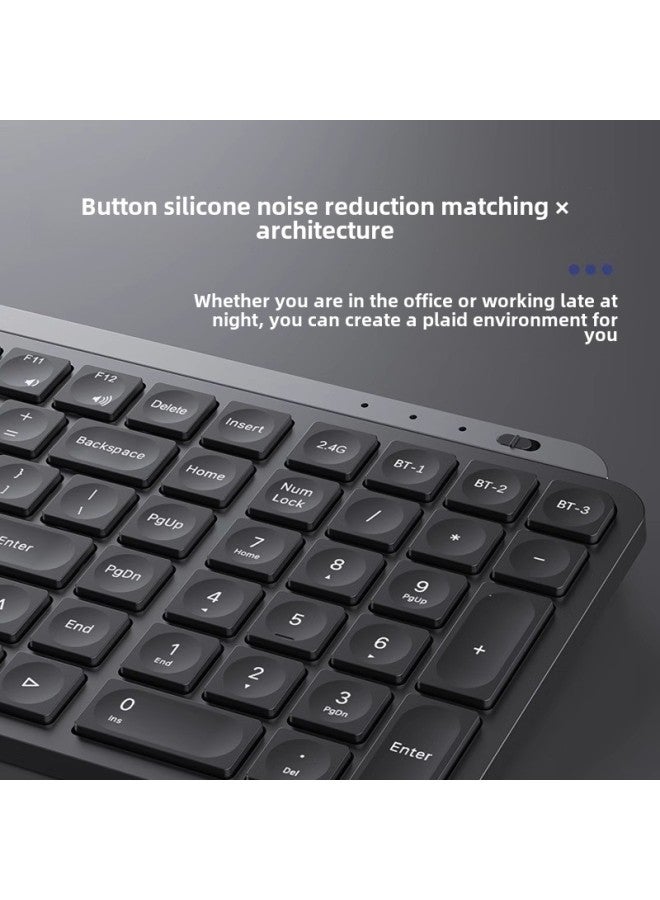 Mute Wireless Bluetooth Keyboard Mouse Mouse Suit Desktop Laptop Business Office Rechargeable Metallic Paint-Color:Gray Black - Image 3
