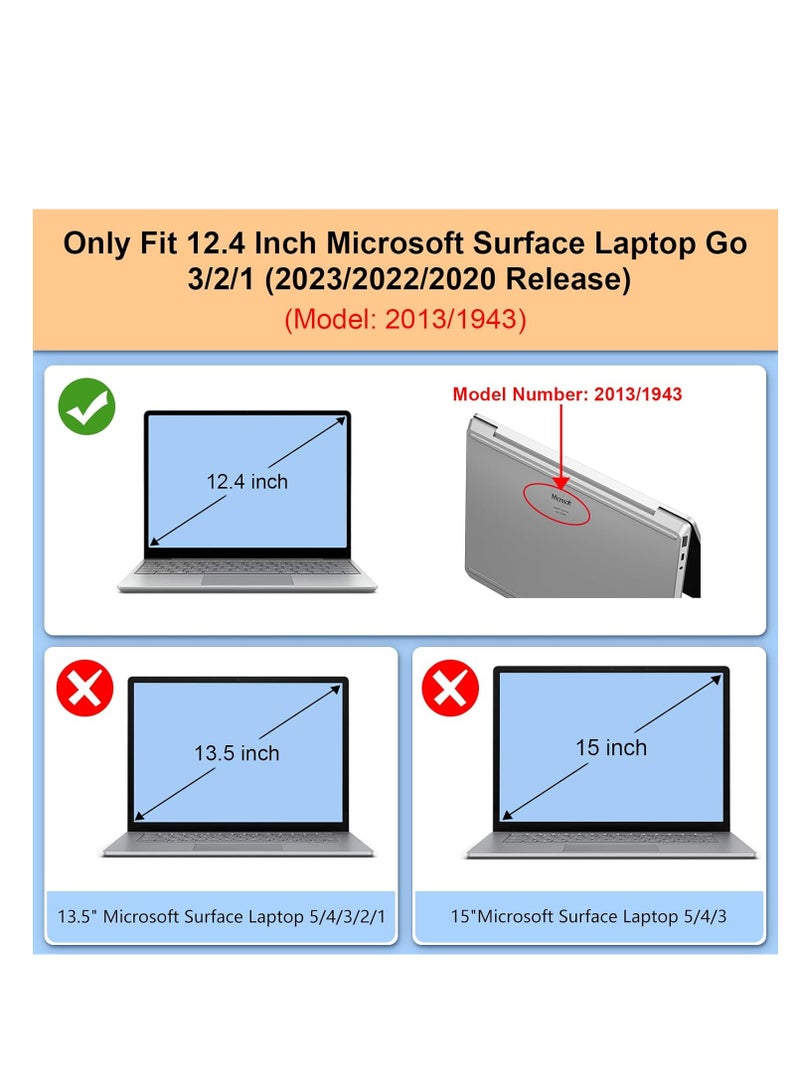 حافظة صلبة رفيعة لجهاز Microsoft Surface Laptop Go مقاس 12.4 بوصة (إصدار 2020) / Surface Laptop Go 2 (إصدار 2022)، غطاء لجهاز الكمبيوتر المحمول Go مقاس 12.4 بوصة - أسود