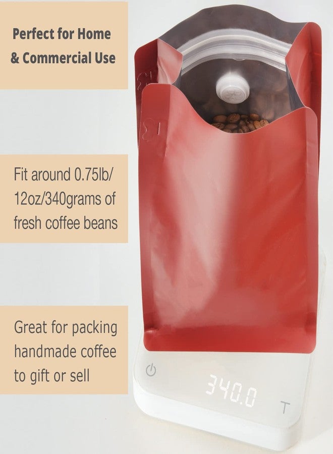 felipack 50 Count 12oz Red Coffee Bags with Aluminum Foil Liner, High Barrier Coffee Pouches with Degassing Valve, Ziplock Food Storage Bags with Pull Tape, Pack of 50, 12oz/0.75lb/340gram - Image 4