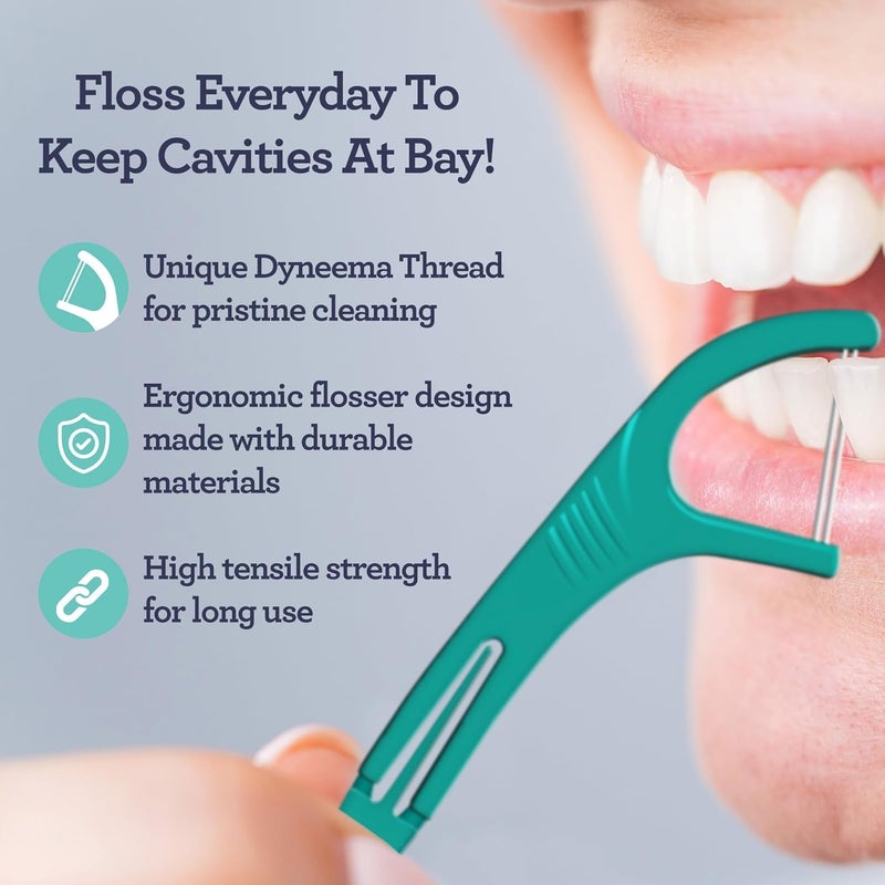 GuruNanda خيط تنظيف الأسنان GuruNanda ذو الخط المزدوج (150 قطعة) - خيط تنظيف الأسنان Dyneema ذو الخيط المزدوج مع خيط بزاوية لإزالة البلاك بفعالية - خيط تنظيف الأسنان الموصى به من قبل أطباء الأسنان، مناسب للسفر للبالغين والأطفال - بدون نكهة - Image 4