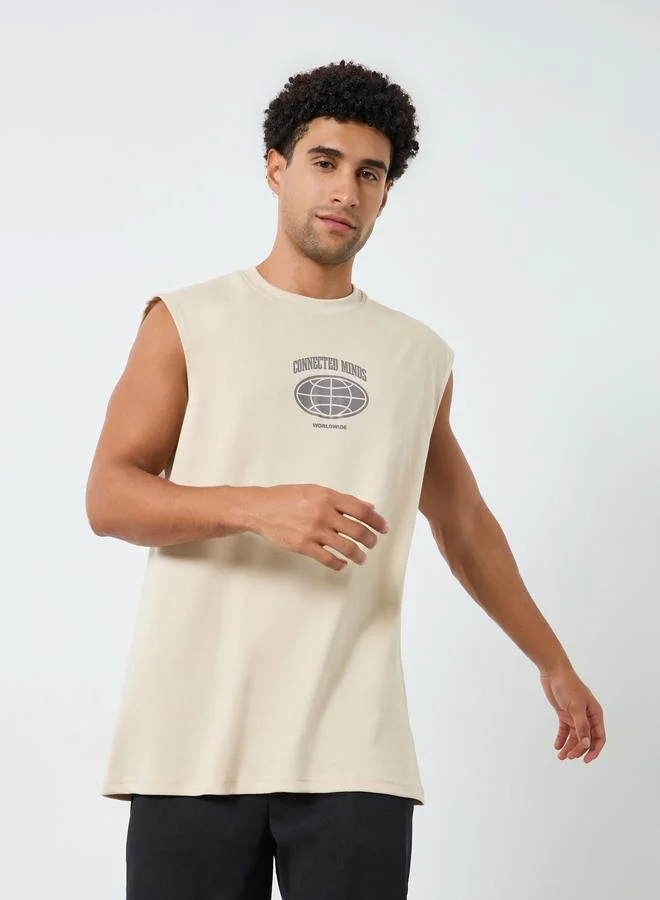 ستايلي اكتيف تيشيرت بلا أكمام بقصة واسعة للرجال