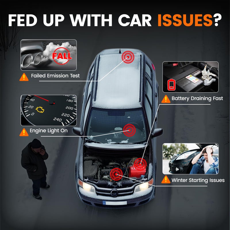 ANCEL AD530 PRO 2 in 1 OBD2 Scanner & Car Battery Tester, Car Scanner Diagnostic Tool with Live Data, 12V Battery Tester with Charging & Cranking Test, Check Engine Code Reader for 1996+ Vehicles - Image 2