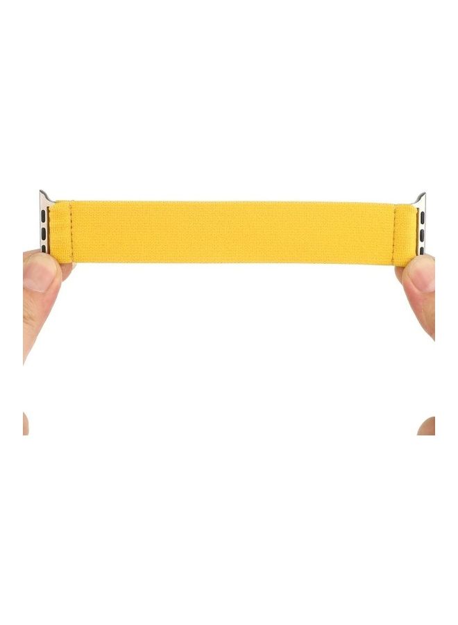 NIBEMINENT Solid Colour Silicone Replacement Strap Watchband For Apple Watch Series 1/2/3/4/5/6/7/SE 42-44-45mm Yellow - Image 5