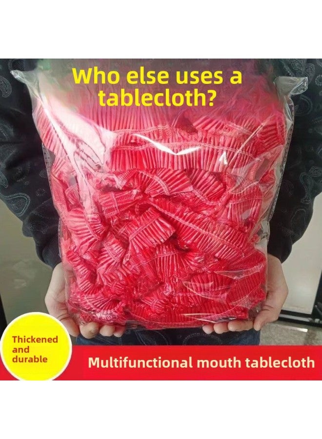Drawstring Disposable Tablecloth Household Thickened Elastic Band Tablecloth Disposable Disposable Disposable Transparent Round Rectangular Special-Color:Red-Specifications:Round Table Diameter 80CM/square Table Diameter 100CM (one Piece)  - Image 3