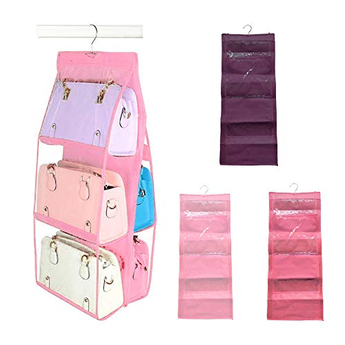 VEEMIZO VEEMIZO 6 Pocket Foldable Hanging Purse Handbag Organizer for Storage Ladies Women Clear Hand Bag Storage Organizer  - Image 4