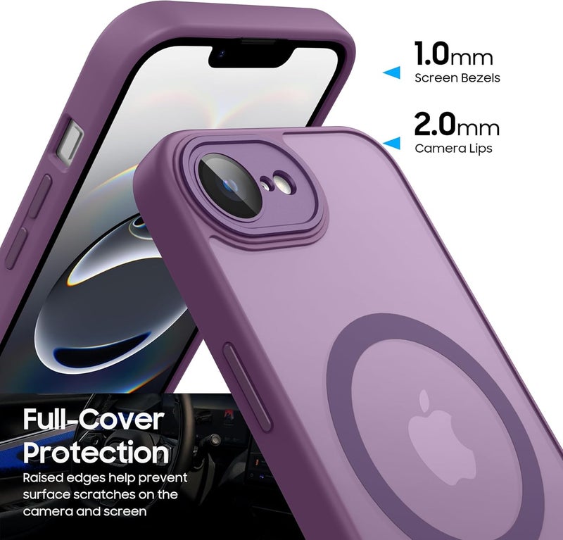 Demark Strong Magnetic for iPhone 16e/17e with MagSafe, 10FT Drop Resistant Matte Skin Feeling Back Cover Shockproof Slim Fit foriPhone 16e/17e Phone Case Cover (Dark Purple) - Image 2