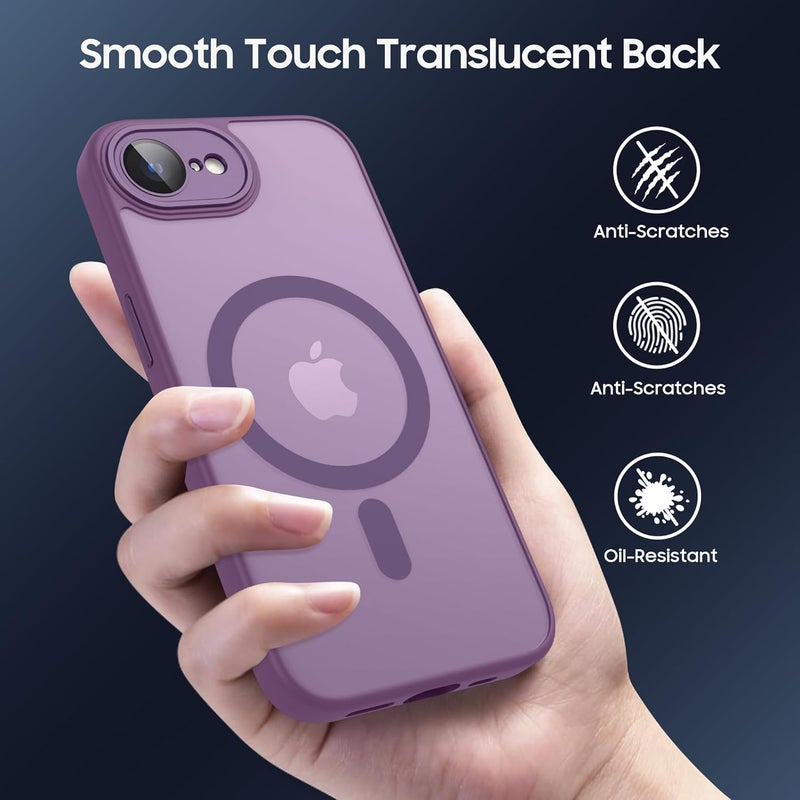 Demark Strong Magnetic for iPhone 16e/17e with MagSafe, 10FT Drop Resistant Matte Skin Feeling Back Cover Shockproof Slim Fit foriPhone 16e/17e Phone Case Cover (Dark Purple) - Image 5