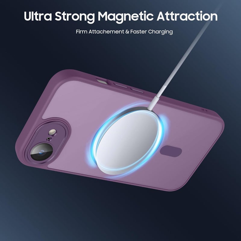 Demark Strong Magnetic for iPhone 16e/17e with MagSafe, 10FT Drop Resistant Matte Skin Feeling Back Cover Shockproof Slim Fit foriPhone 16e/17e Phone Case Cover (Dark Purple) - Image 4