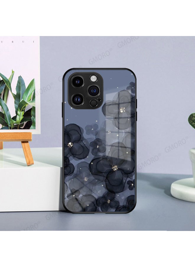 Ins High-grade Flower Apple 14 Phone Case Iphone13 Glass Shell 12 Fresh Suitable For 15promax-Color:Regular Glass Shell-803-Applicable Model:iphone15 Pro Max