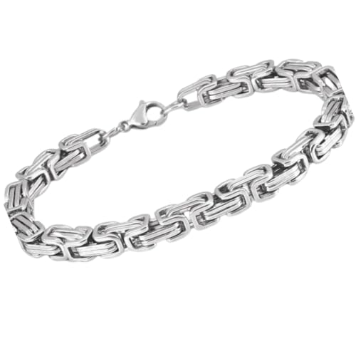 THE MEN THING MASCULINE BYZANTINE - 4mm Pure Stainless Steel Bracelet American trending Style, 7 inch with Lobster Claw Buckle for Men & Boys - Image 1