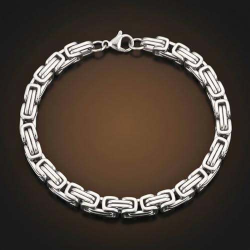 THE MEN THING MASCULINE BYZANTINE - 4mm Pure Stainless Steel Bracelet American trending Style, 7 inch with Lobster Claw Buckle for Men & Boys - Image 3