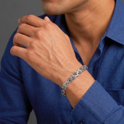 THE MEN THING MASCULINE BYZANTINE - 4mm Pure Stainless Steel Bracelet American trending Style, 7 inch with Lobster Claw Buckle for Men & Boys - Image 2