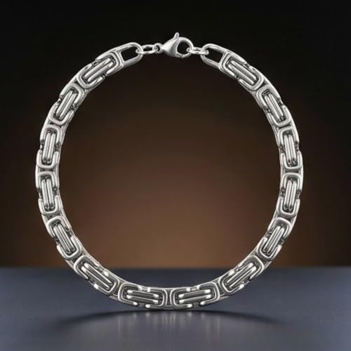 THE MEN THING MASCULINE BYZANTINE - 4mm Pure Stainless Steel Bracelet American trending Style, 7 inch with Lobster Claw Buckle for Men & Boys - Image 4
