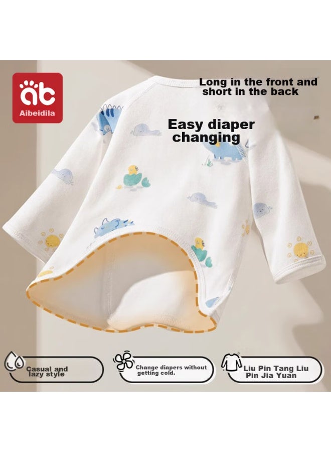 AIBEDILA Aibeidila Newborn Baby Half-back Shirt, Pure Cotton Class A Top, Long-sleeve Baby Clothes For 0-3 Months, Belly Protection Shirt, Size 52 - Image 2