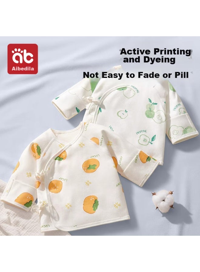 AIBEDILA Aibeidila Newborn Baby Half-back Shirt, Pure Cotton Class A Top, Long-sleeve Baby Clothes For 0-3 Months, Belly Protection Shirt, Size 52 - Image 1