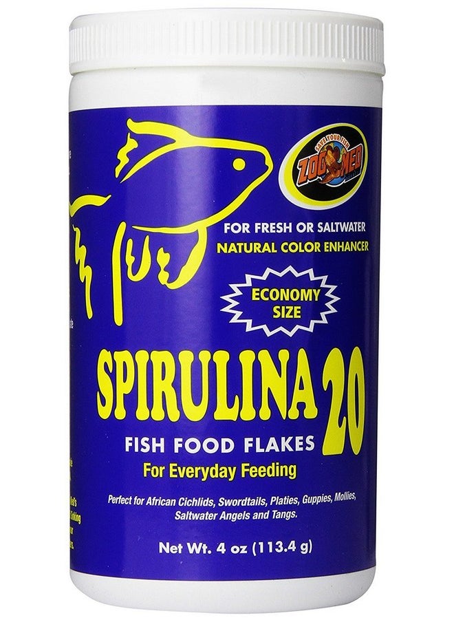 Zoo Med - Zoo Med Spirulina 20 Flake Fish Food, 4-Ounce - Image 1