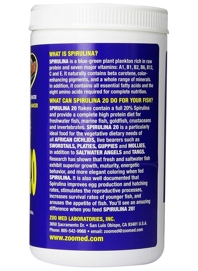 Zoo Med - Zoo Med Spirulina 20 Flake Fish Food, 4-Ounce - Image 1
