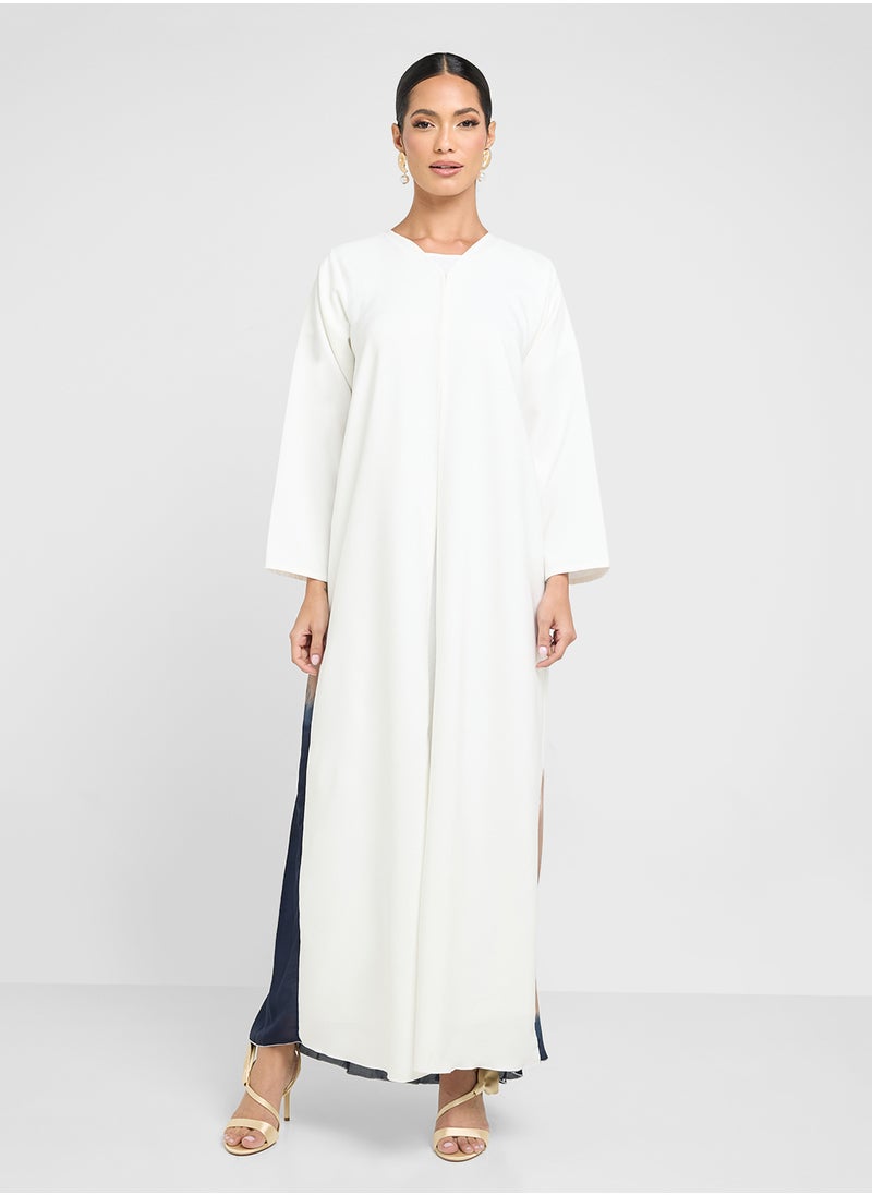 Khizana Print Abaya With Back Pleat & Sheila  - Image 1