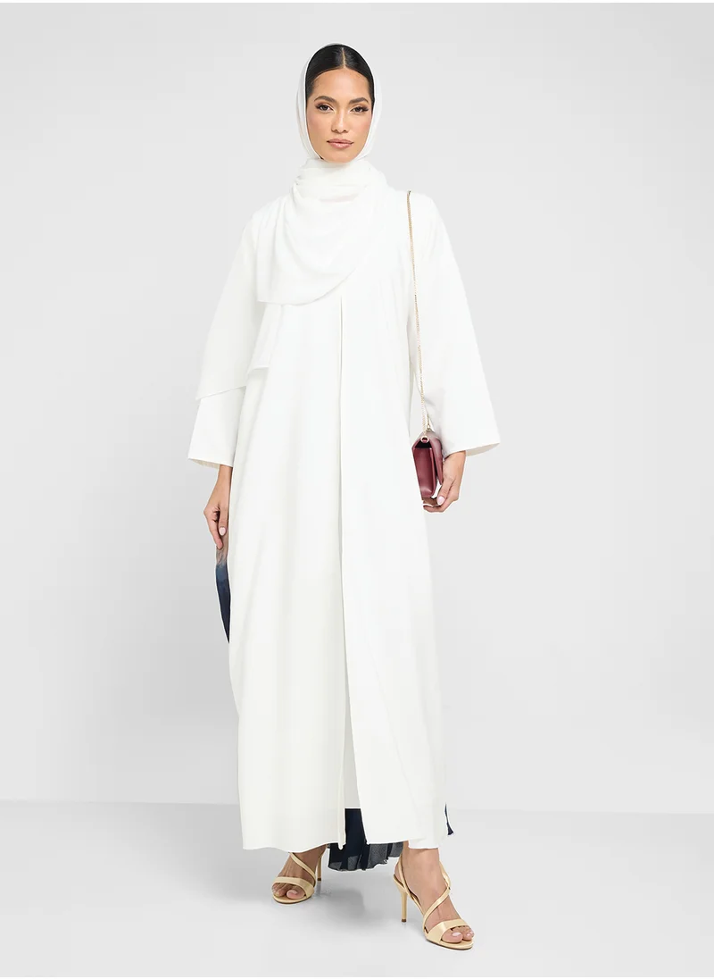 Khizana Print Abaya With Back Pleat & Sheila
