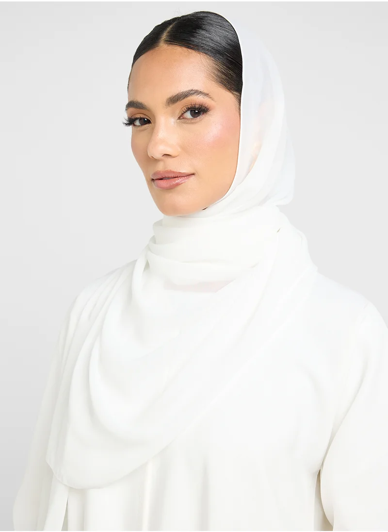 Khizana Print Abaya With Back Pleat & Sheila