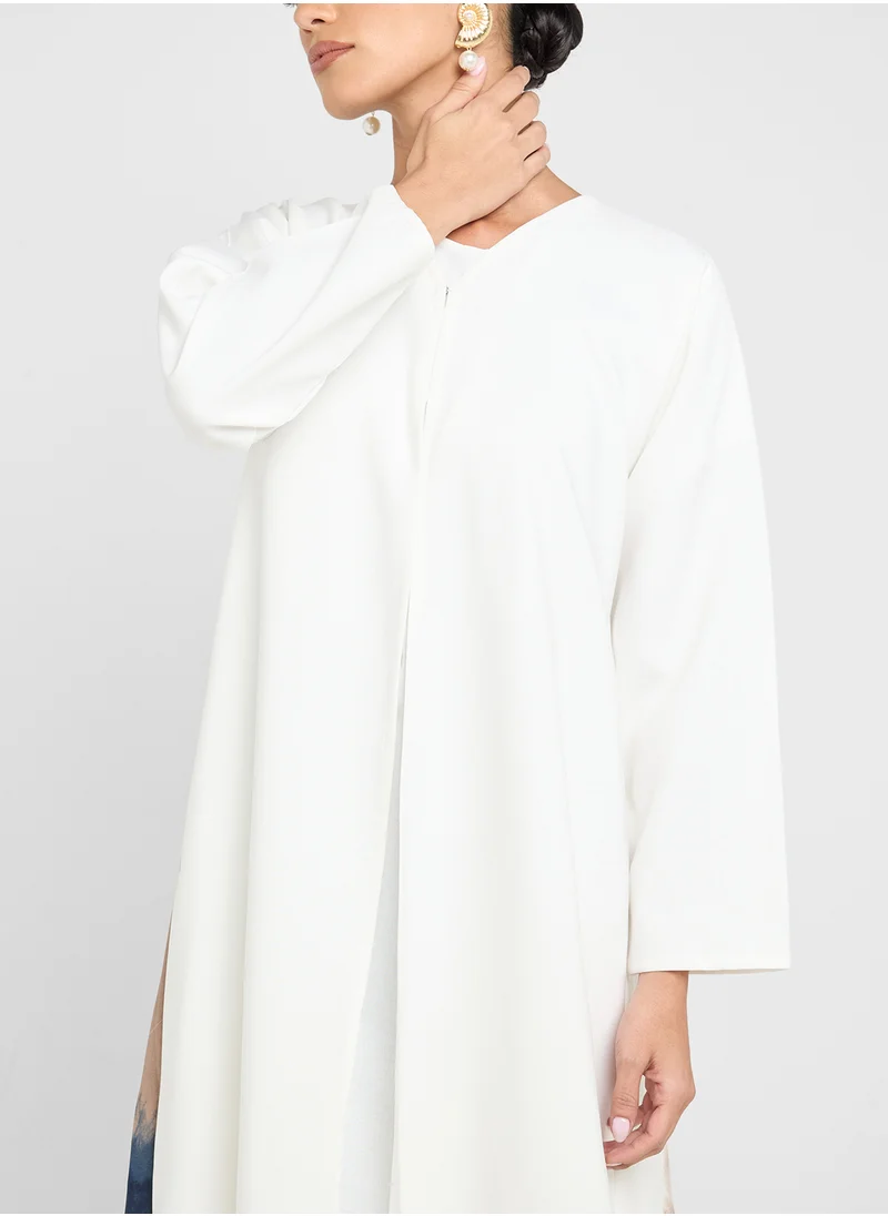 Khizana Print Abaya With Back Pleat & Sheila