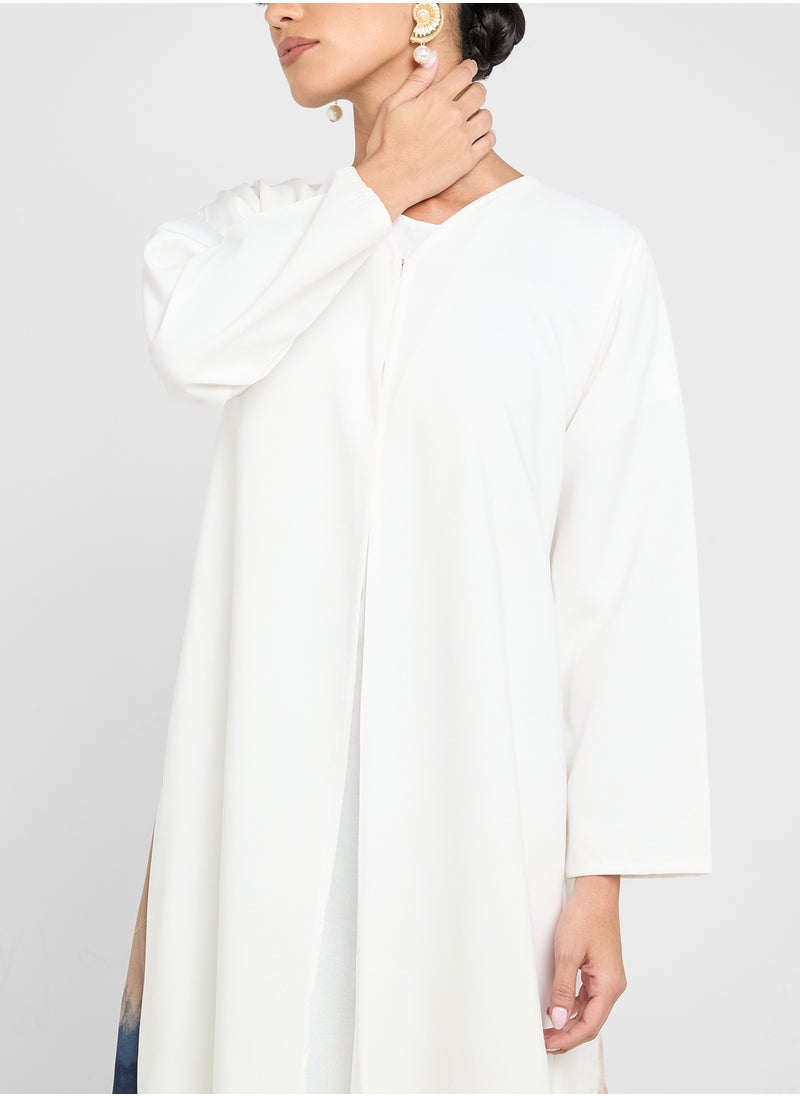 Khizana Print Abaya With Back Pleat & Sheila  - Image 3