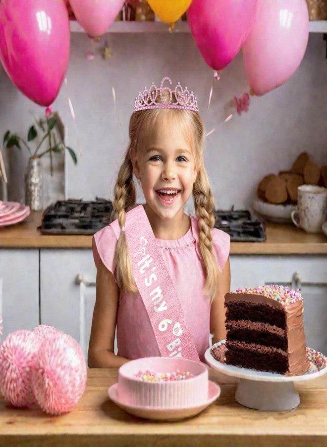 Hapdoo 6th Birthday Decorations for Girls Set - Happy 6th Birthday Princess Crown and Glitter Sash, 6 Year Old Girl Tiara Party Decorations Supplies Outfit Accessory Gifts - Image 4