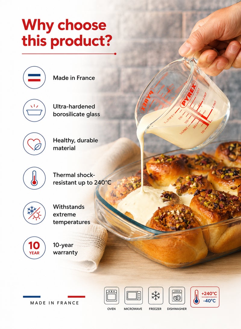 بيريكس Pyrex 500ml Glass Measuring Jug with Handle, Clear Measurement Markings, Microwave & Dishwasher Safe for Cooking & Baking 16 x 12 x 12cm - Image 5