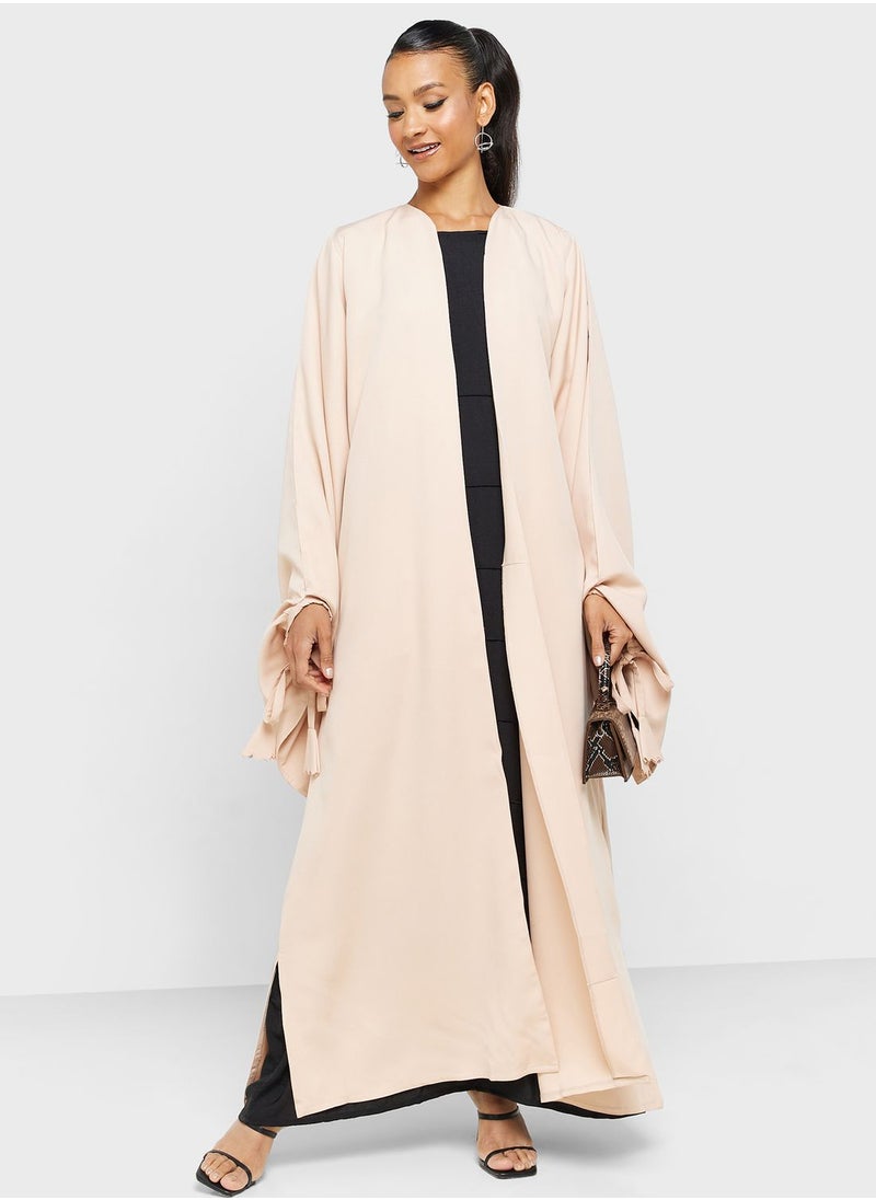 hayas closet - Tassels Accent Open Abaya - Image 1