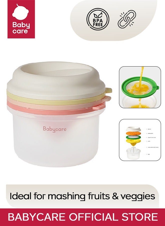 Babycare - Baby Food Masher Set, Pink, BPA-Free, Non-Toxic, Safe for Babies, Easy to Use, Portable Masher, Soft Silicone, Ideal for Pureeing, Travel-Friendly, Baby Feeding Tool - Image 1