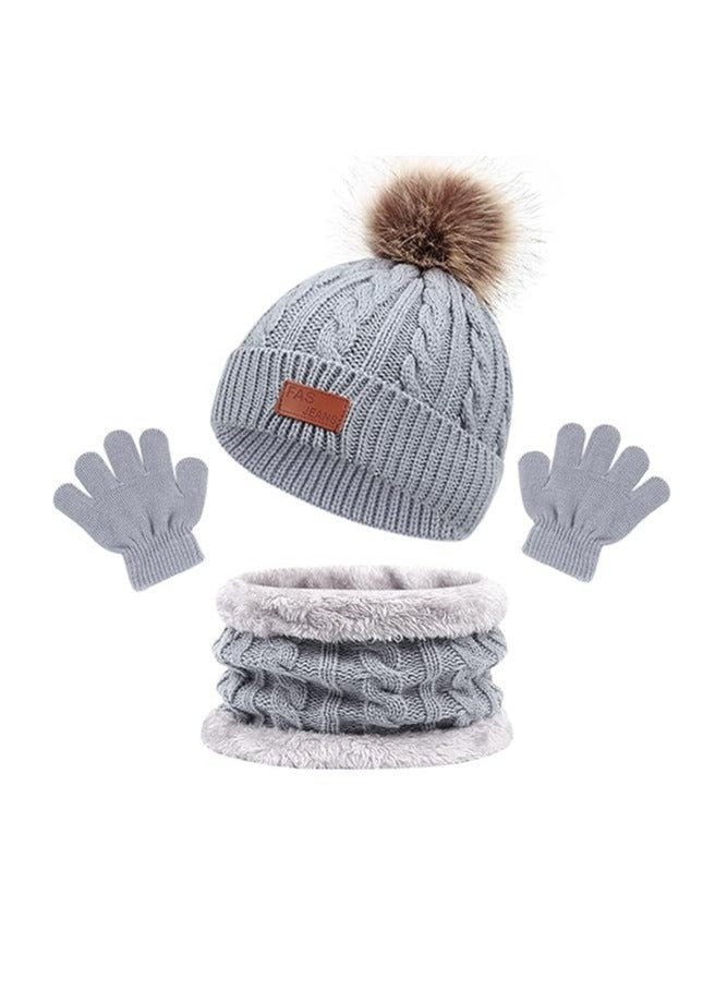 Oasisgalore 3Pcs Kids Winter Beanie Hat Scarf Gloves Set for1-5 Years Boys Girls，Winter Accessories Sets for Children Outdoor  - Image 1