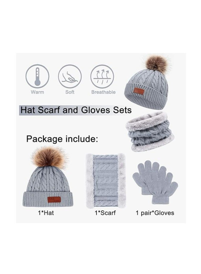 Oasisgalore 3Pcs Kids Winter Beanie Hat Scarf Gloves Set for1-5 Years Boys Girls，Winter Accessories Sets for Children Outdoor  - Image 5