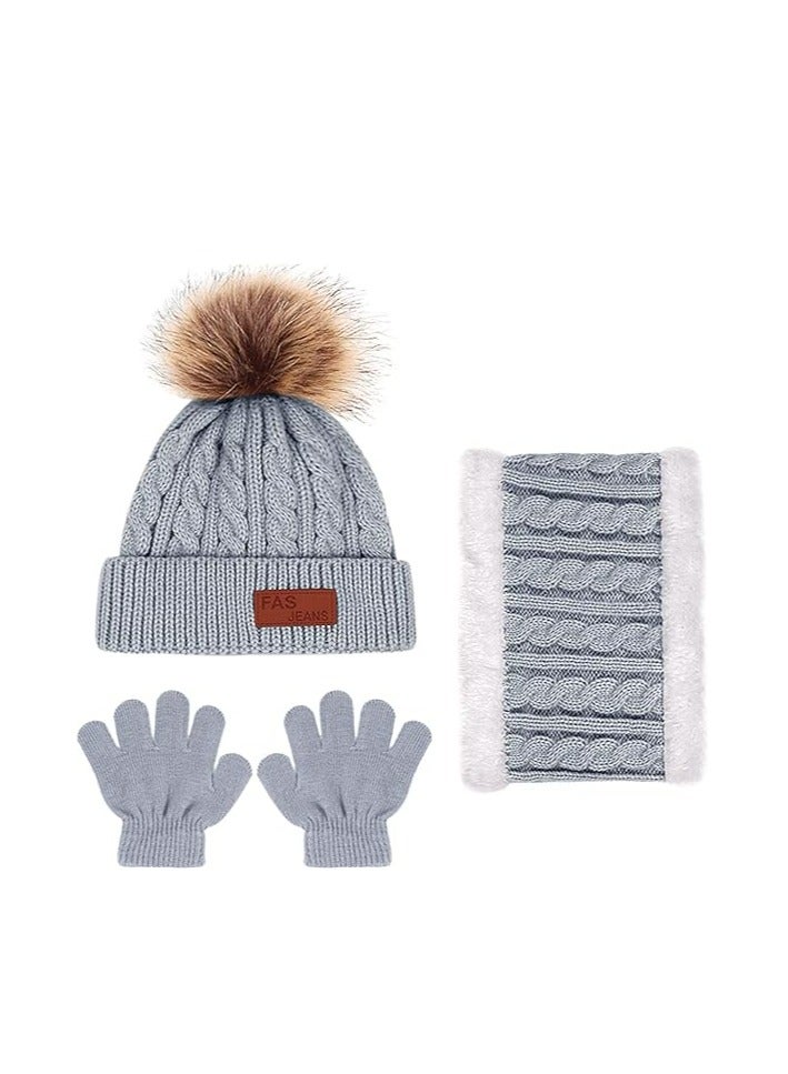 Oasisgalore 3Pcs Kids Winter Beanie Hat Scarf Gloves Set for1-5 Years Boys Girls，Winter Accessories Sets for Children Outdoor  - Image 2
