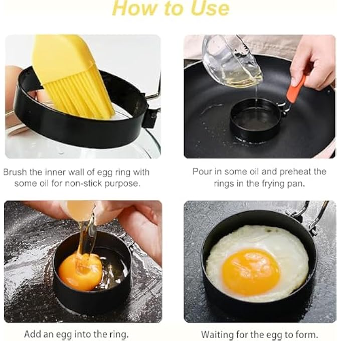 كاست ويف طقم حلقات البيض من علبة من الفولاذ المقاوم للصدأ وحلقات طبخ دائرية للبيض وفطائر إنجليزية وفطائر وسندويشات - Image 2