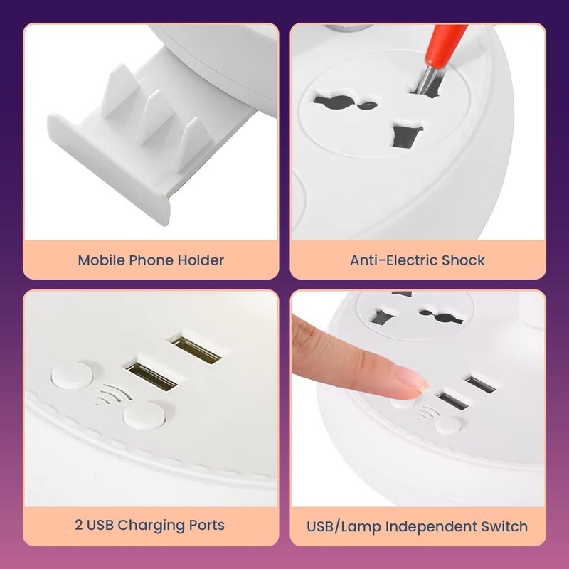 EVERMALL Socket Desk LampSmart MultiFunction Desktop Lamp with Remote Control USB Plug in Small Table Lamp with Phone Holder Creative for Home Office Eye Protection Night Light Soft Warm Light - Image 3