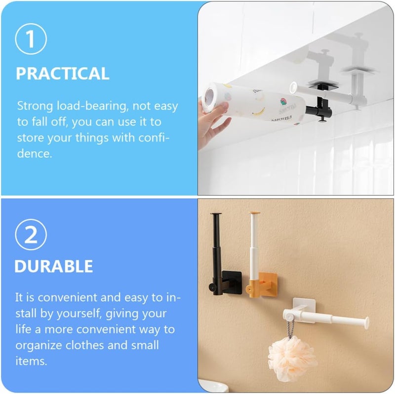 IMIKEYA L-Shaped Retractable Wall Hook White, Punch-Free Nailless Utility Hanging Hook for Scrunchie Storage, Adhesive Mount Organizer for Home and Bathroom Use, - Image 3