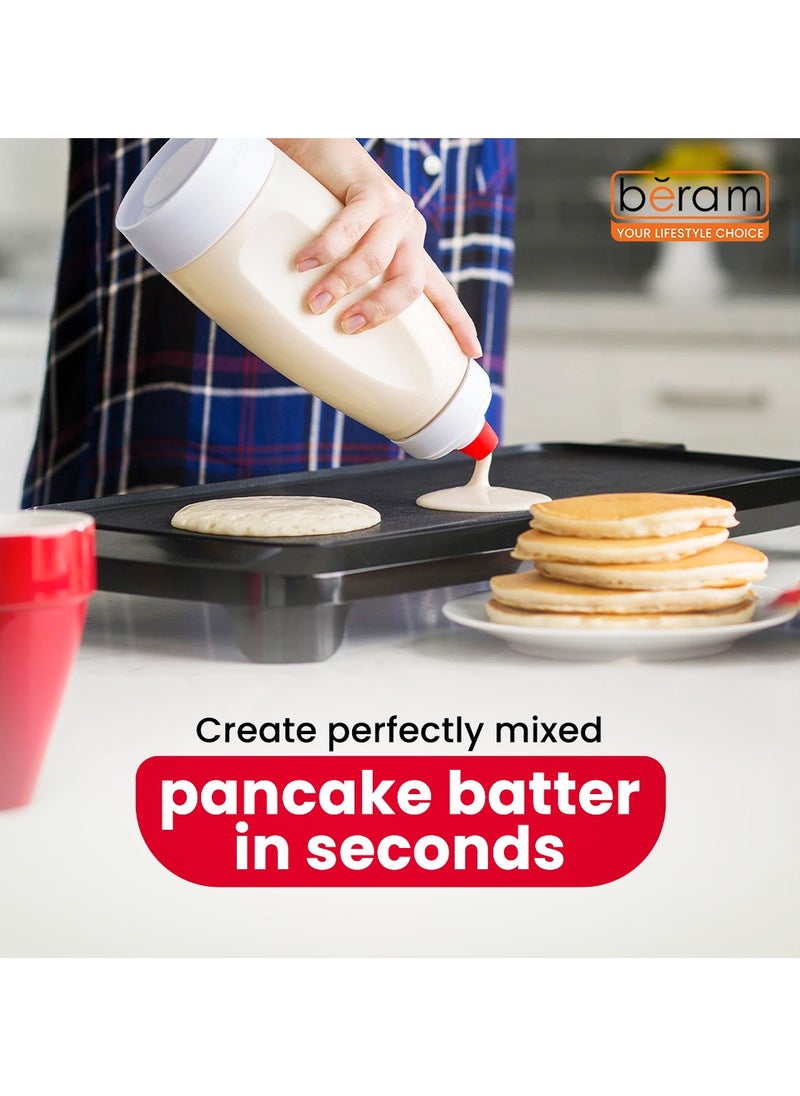 Beram Pancake Mixer with Wire Whisk, Hand Batter Dispenser, 2 in 1 Baking Tool, Bottle Shaker for Cupcakes, Crepes, Muffins and More  - Image 2